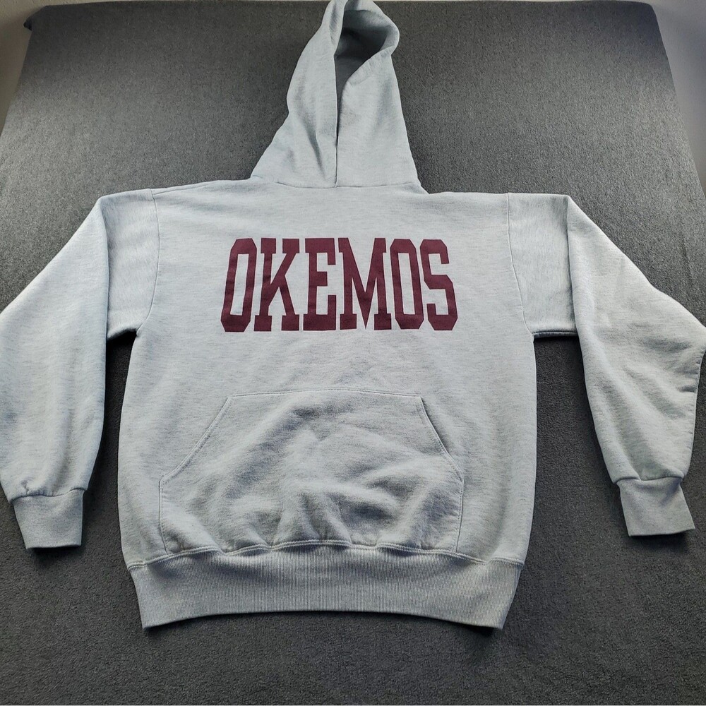 Vintage Okemos Sweatshirt Hoodie Size Medium Men's Gray Jerzees